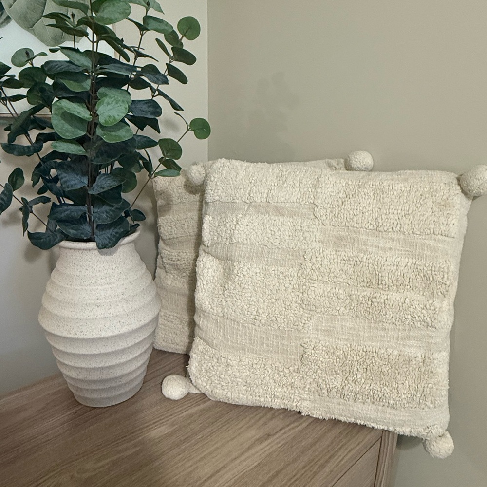 Elegant Cream Textured Accent Pillow
